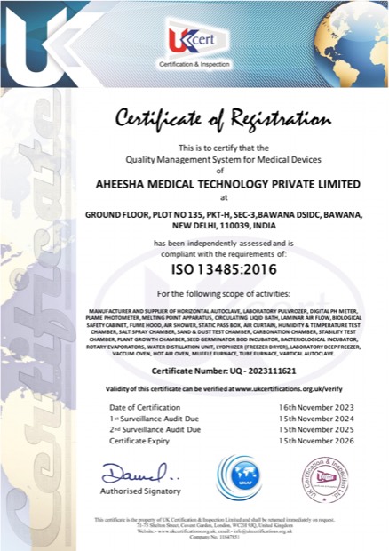ISO 13485:2016 certificate preview